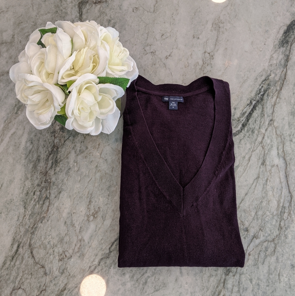 Gap V-neck Sweater Purple Plum Cashmere